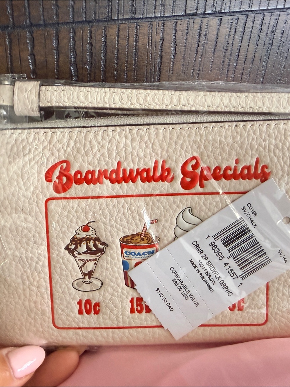 Coach Cream 'Boardwalk Specials' Graphic Wristlet with Red Print
